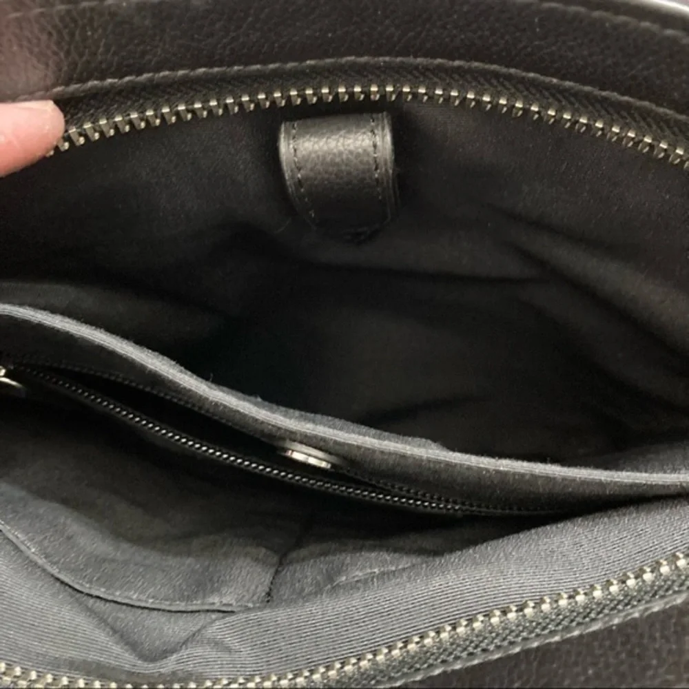 Coach black leather mens womens unisex messenger bag F54780